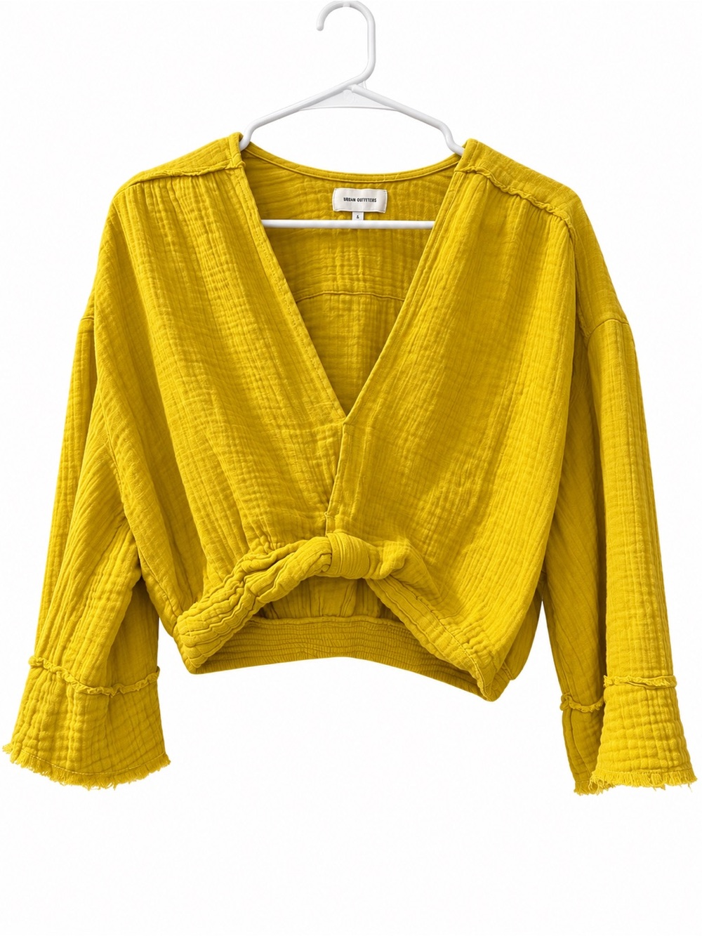 Urban Outfitters Mustard Yellow Gauze Cropped Blouse – Size Small – Boho